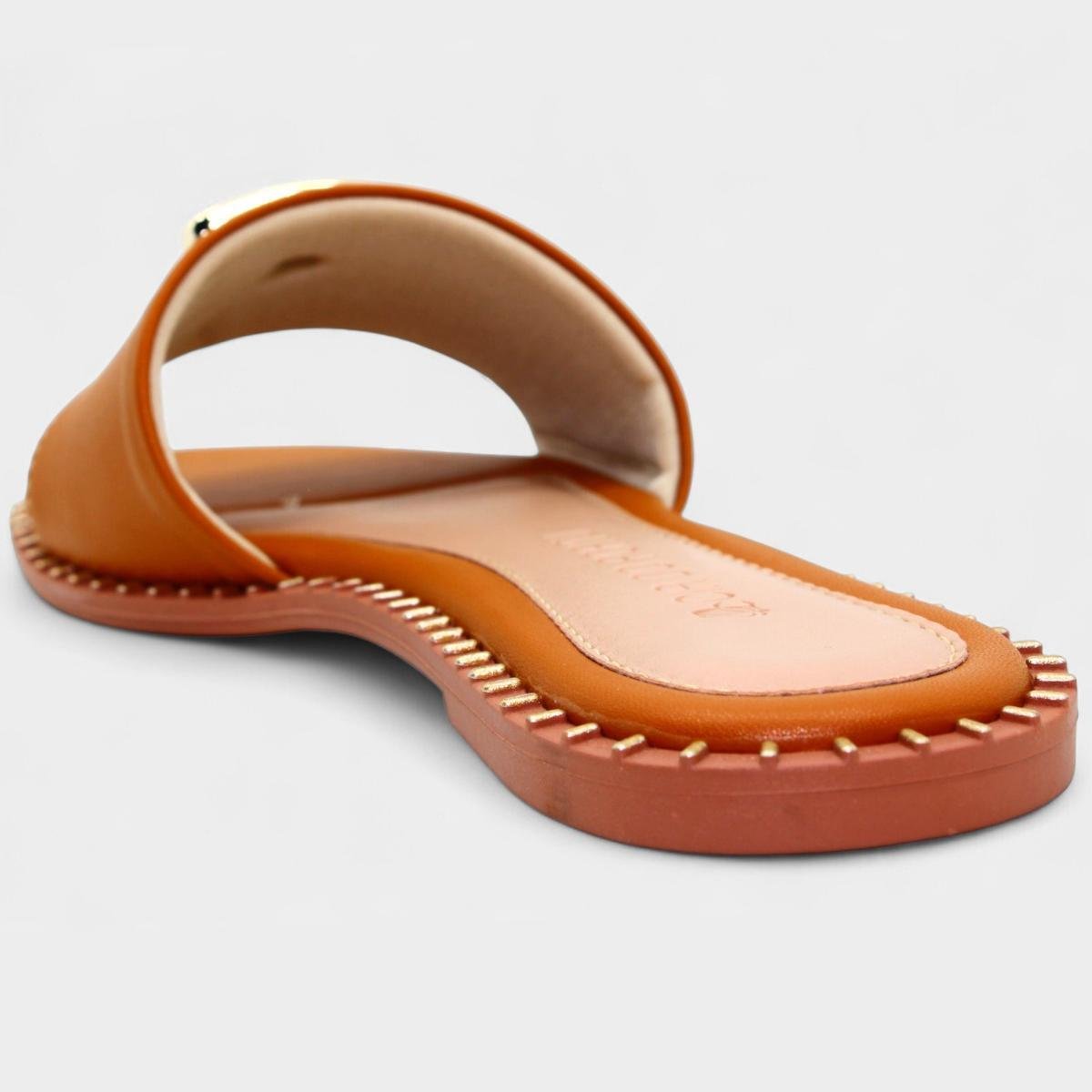 Rasteira Cia do Porto Estilo Dourado Feminina - Caramelo Caramelo 4