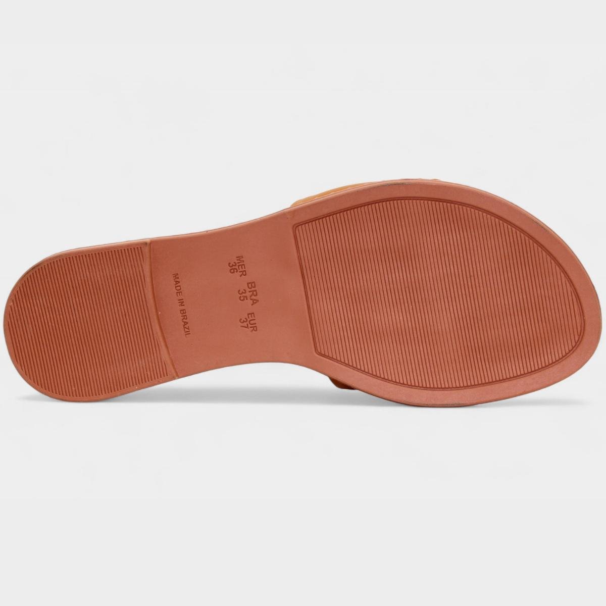 Rasteira Cia do Porto Estilo Dourado Feminina - Caramelo Caramelo 5