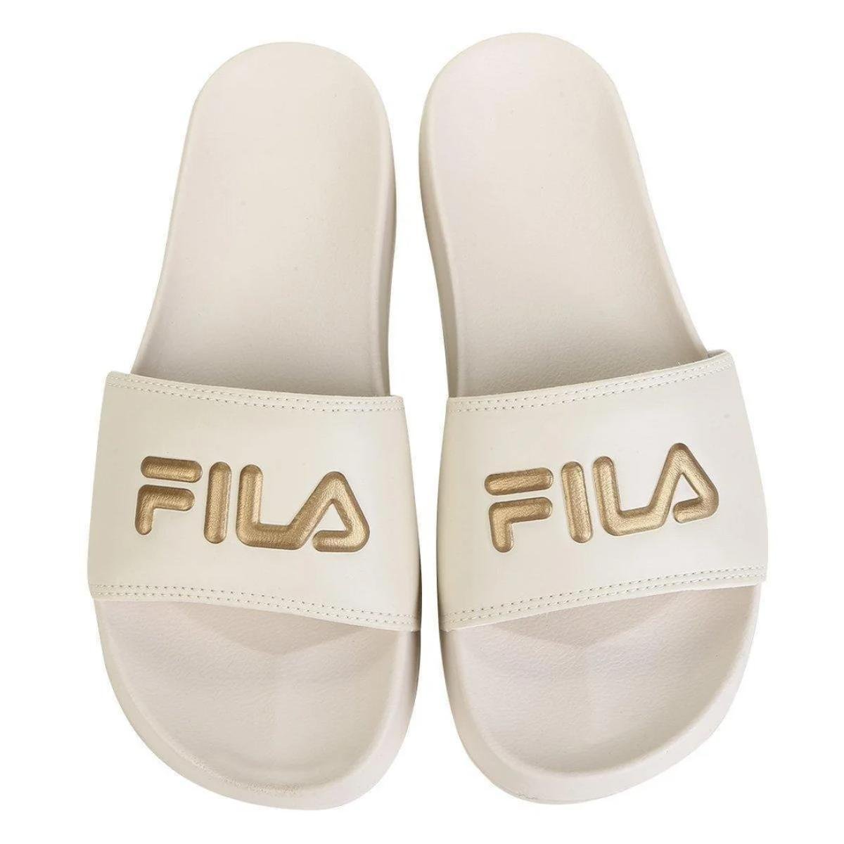 Chinelo Fila Drifter Basic Feminino - Bege e Dourado