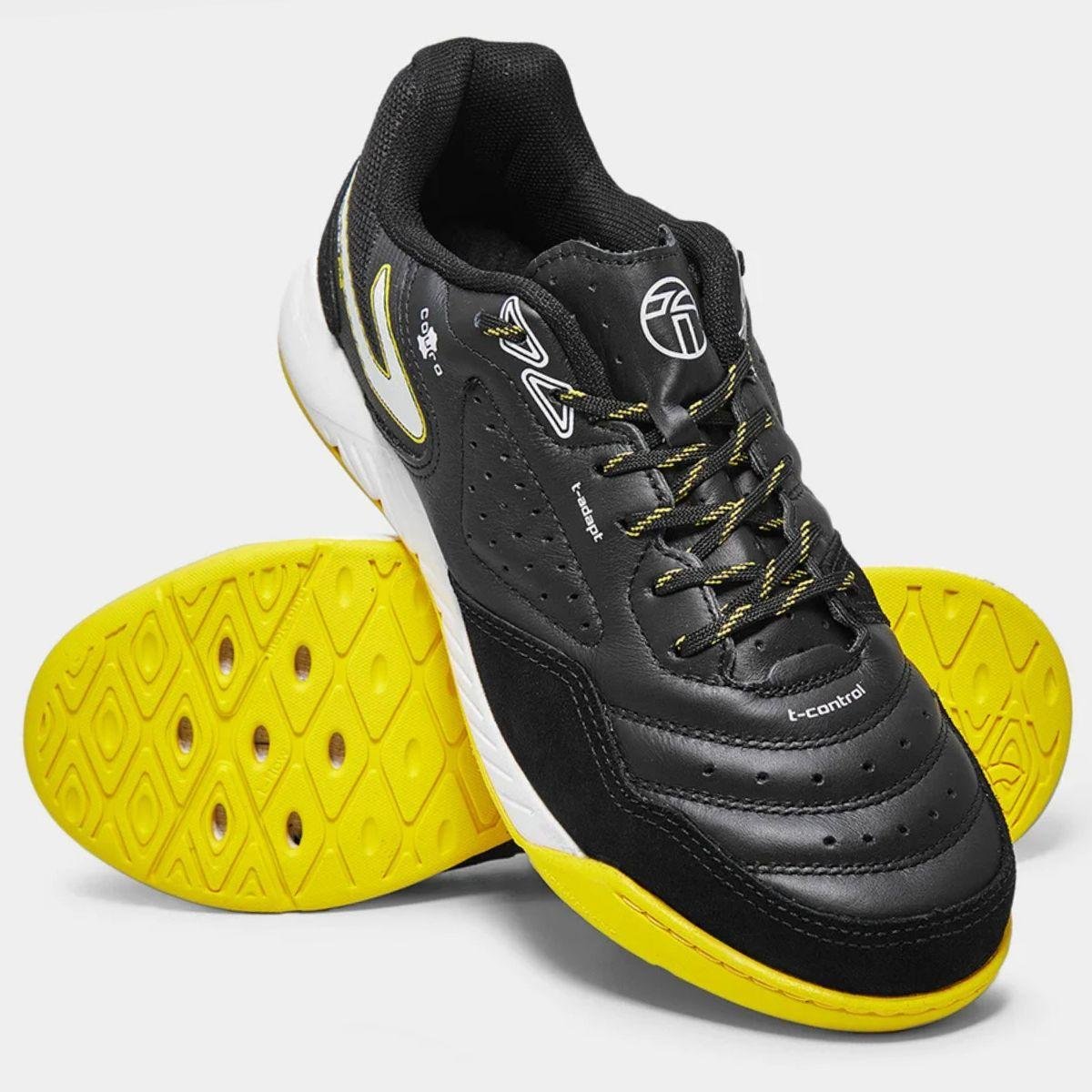 Chuteira Futsal Topper Dominator Pro V Unissex - Preto e Amarelo Preto/Amarelo 2