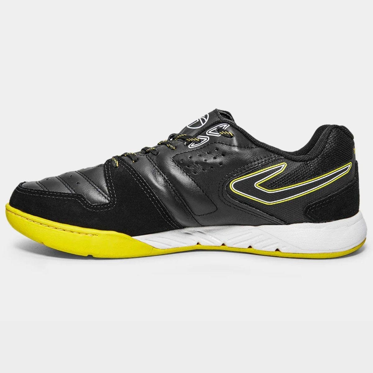 Chuteira Futsal Topper Dominator Pro V Unissex - Preto e Amarelo Preto/Amarelo 4