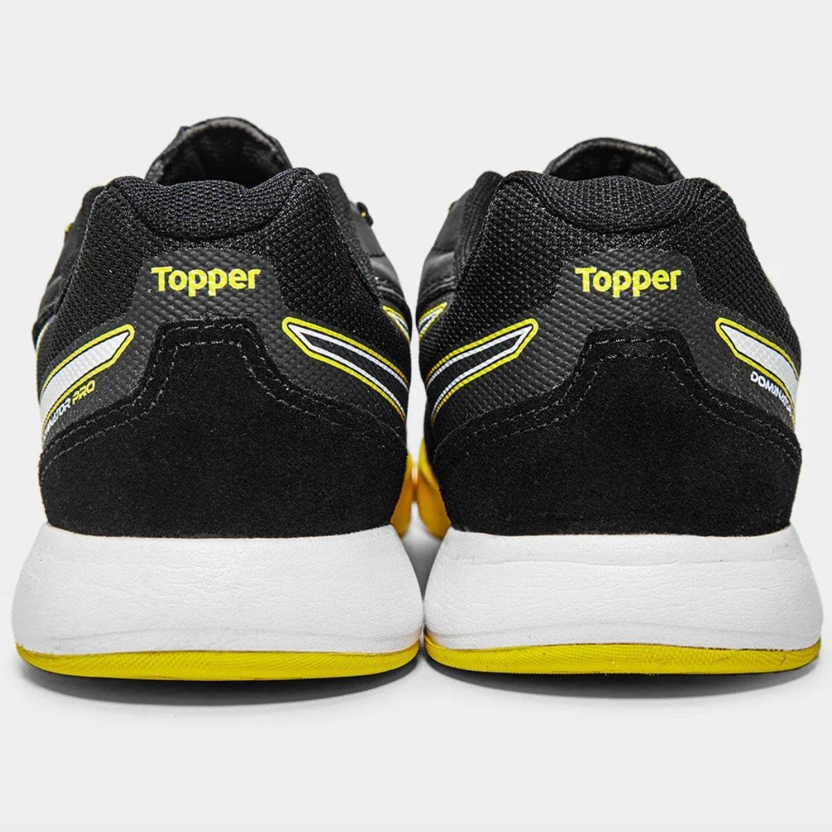 Chuteira Futsal Topper Dominator Pro V Unissex - Preto e Amarelo Preto/Amarelo 7