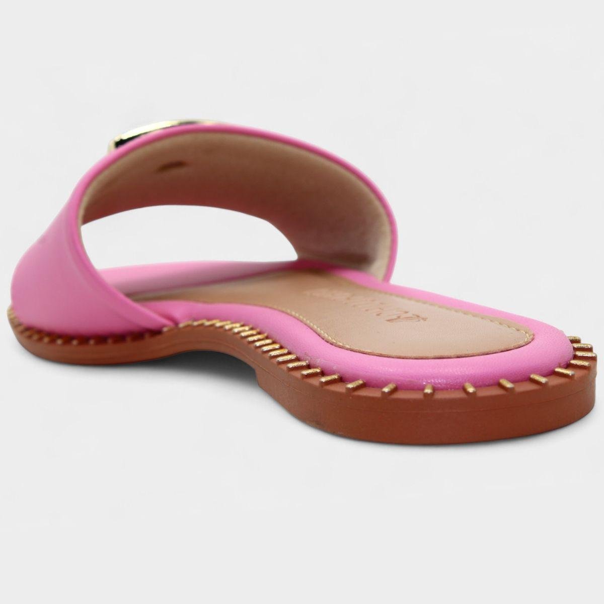 Rasteira Cia do Porto Estilo Dourado Feminina - Rosa Rosa 4