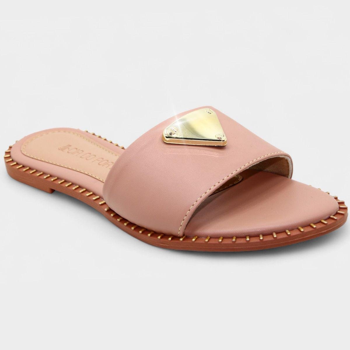 Rasteira Cia do Porto Estilo Dourado Feminina - Nude