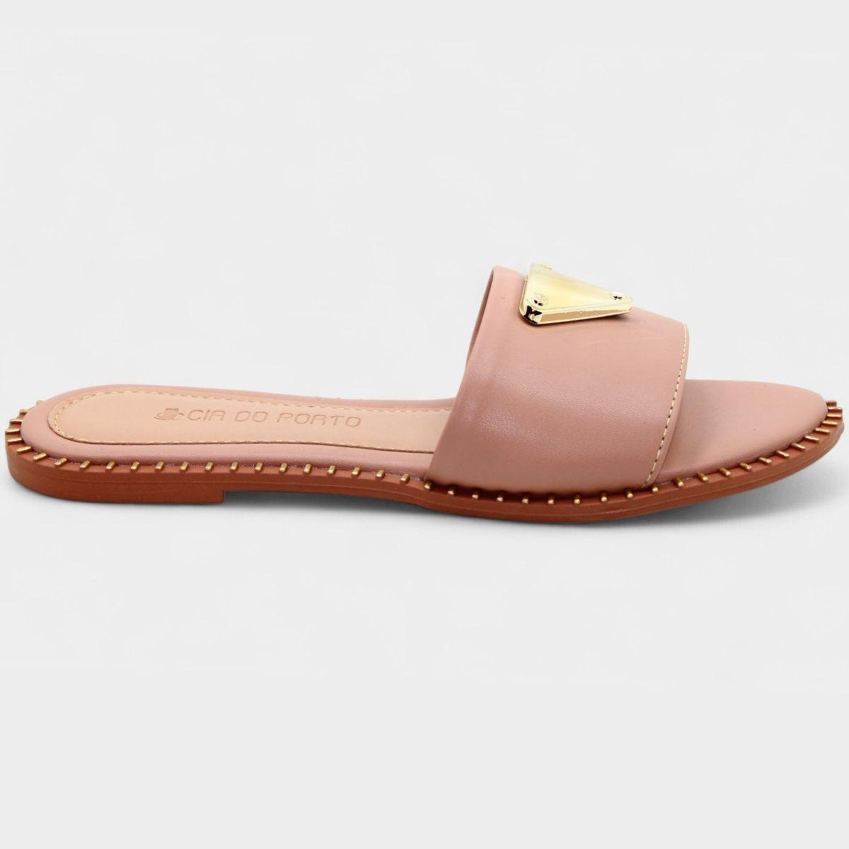 Rasteira Cia do Porto Estilo Dourado Feminina - Nude Nude 2