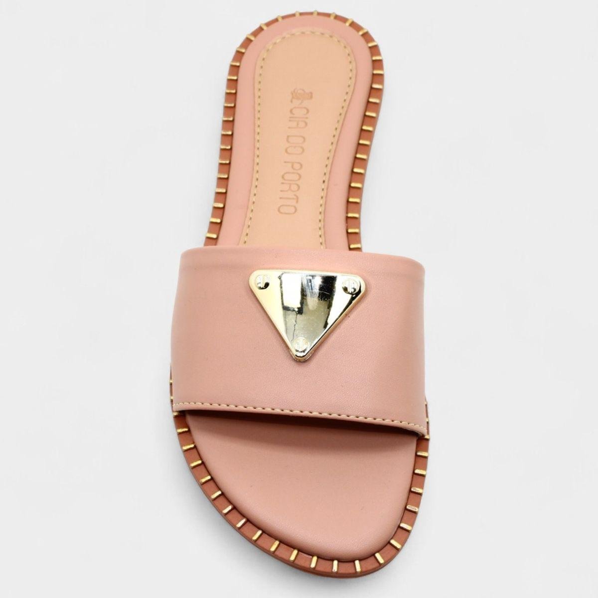 Rasteira Cia do Porto Estilo Dourado Feminina - Nude Nude 3