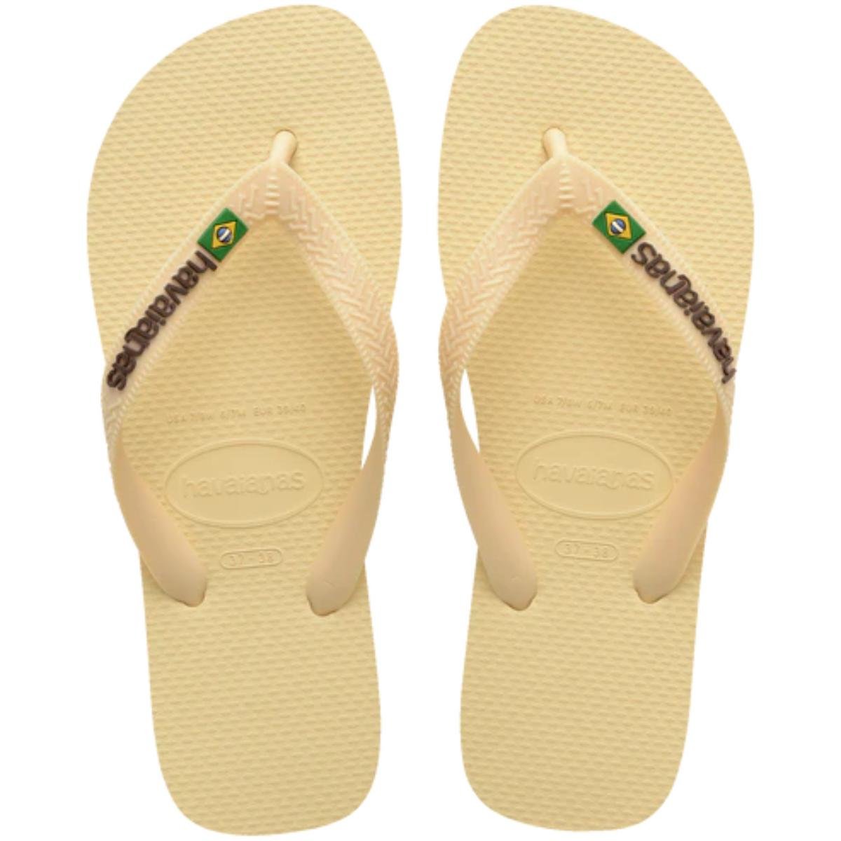 Chinelo Havaianas Brasil Logo Encardida - Bege