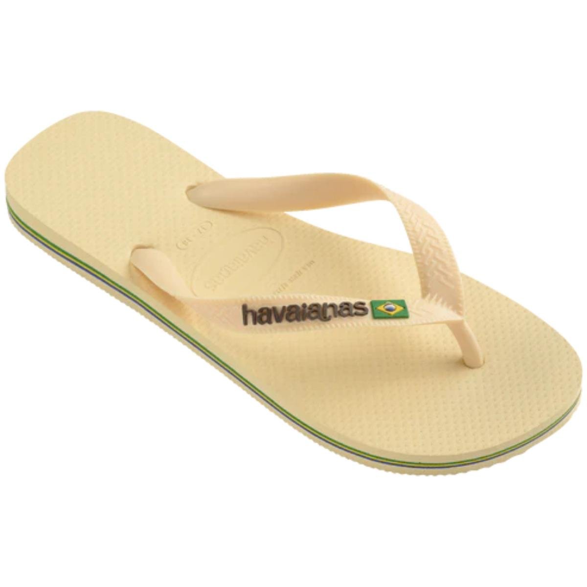 Chinelo Havaianas Brasil Logo Encardida - Bege Bege 2