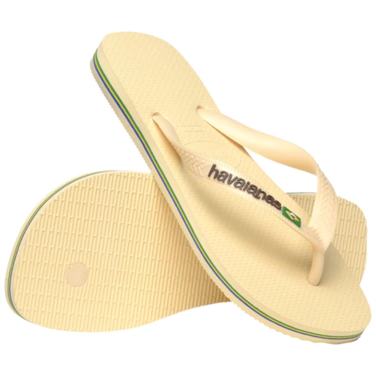 Chinelo Havaianas Brasil Logo Encardida - Bege Bege 4