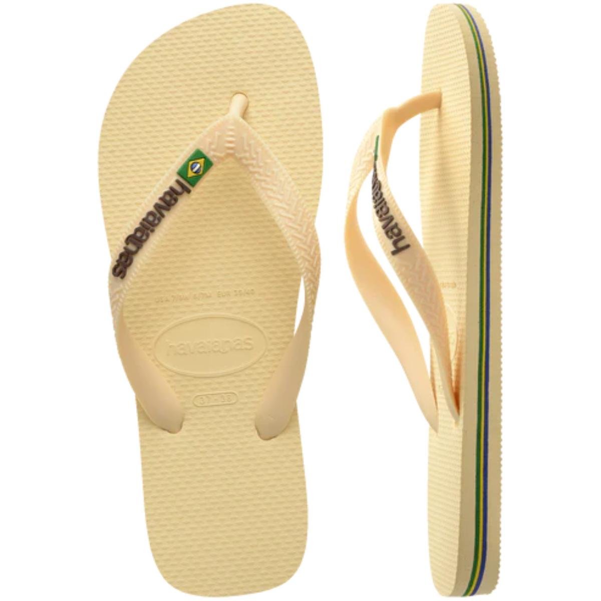 Chinelo Havaianas Brasil Logo Encardida - Bege Bege 5