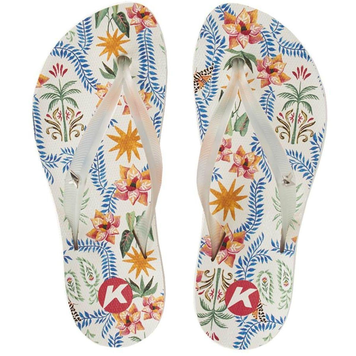 Chinelo Kenner Ibiza Floral Estrela Feminino - Branco e Rosa