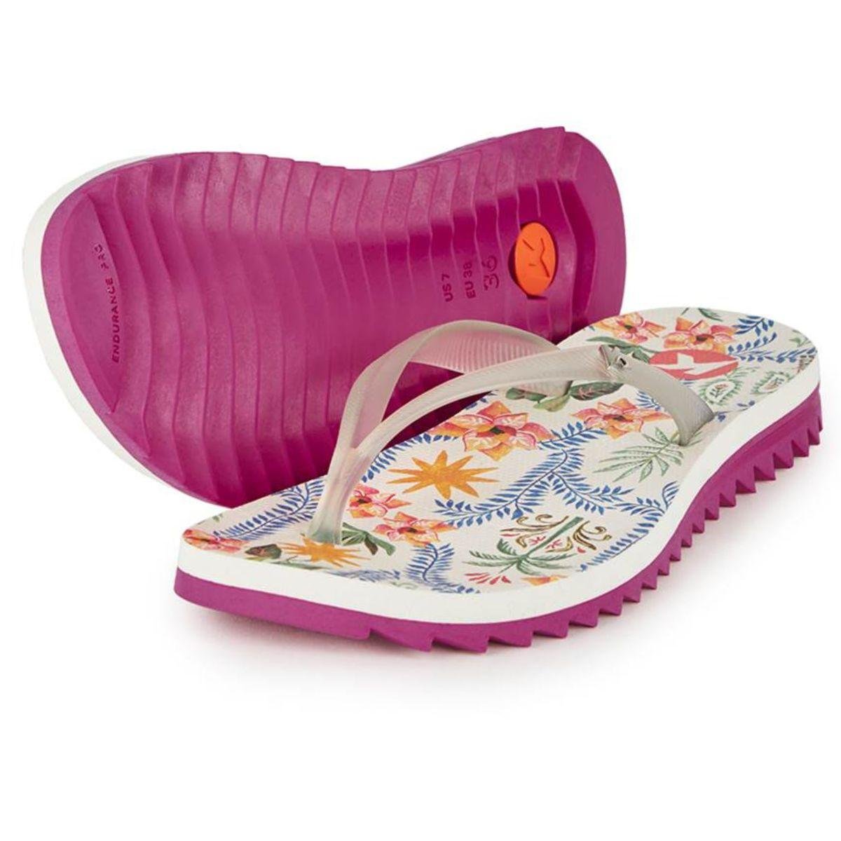 Chinelo Kenner Ibiza Floral Estrela Feminino - Branco e Rosa Branco 2