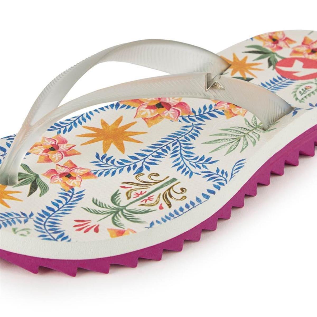 Chinelo Kenner Ibiza Floral Estrela Feminino - Branco e Rosa Branco 4