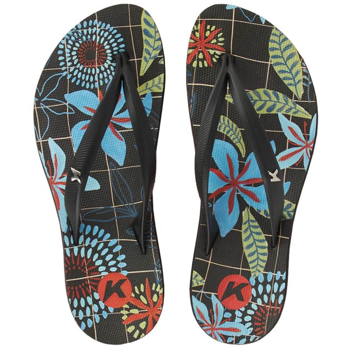 Chinelo Kenner Ibiza Jardim Feminino - Preto e Vermelho