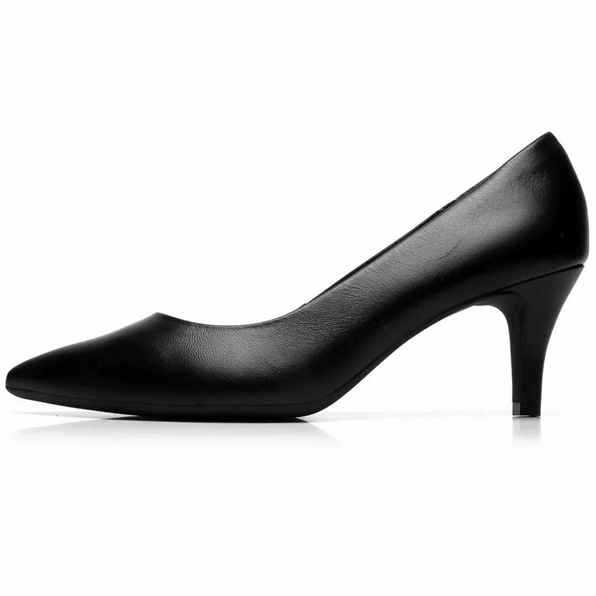 Scarpin Couro Usaflex Salto Fino Liso - Preto Preto 2