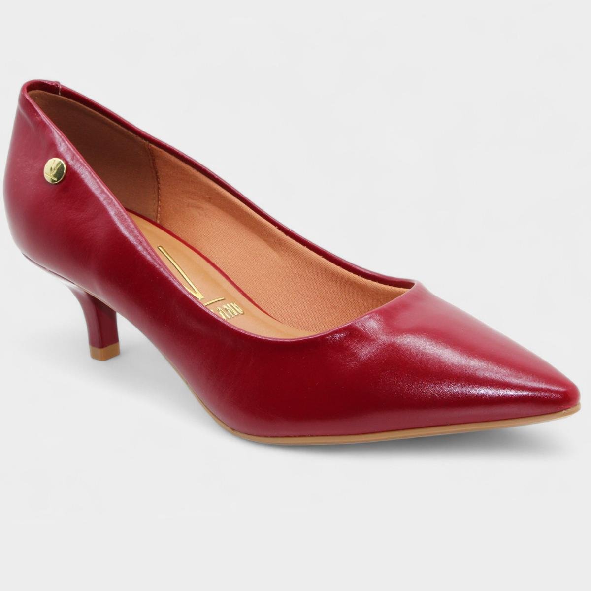 Scarpin Vizzano Salto Baixo Básico Bico Fino Feminino - Marsala