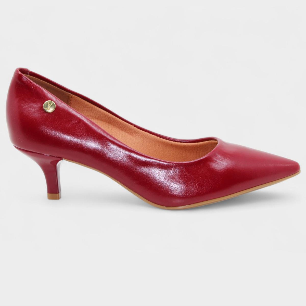 Scarpin Vizzano Salto Baixo Básico Bico Fino Feminino - Marsala Marsala 2