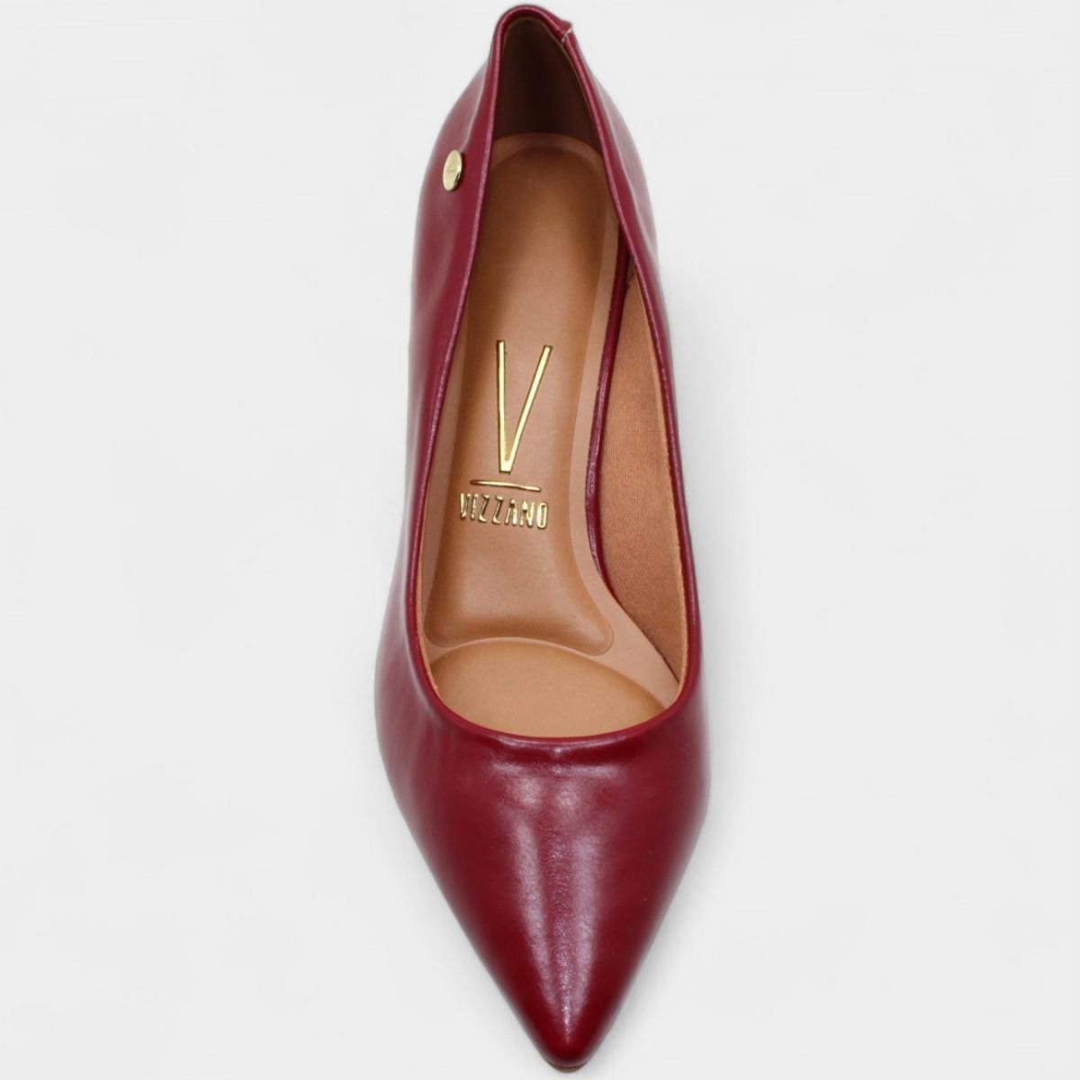 Scarpin Vizzano Salto Baixo Básico Bico Fino Feminino - Marsala Marsala 3