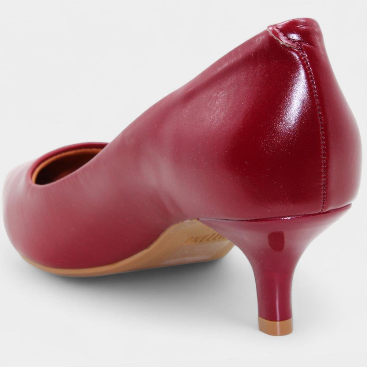 Scarpin Vizzano Salto Baixo Básico Bico Fino Feminino - Marsala Marsala 4