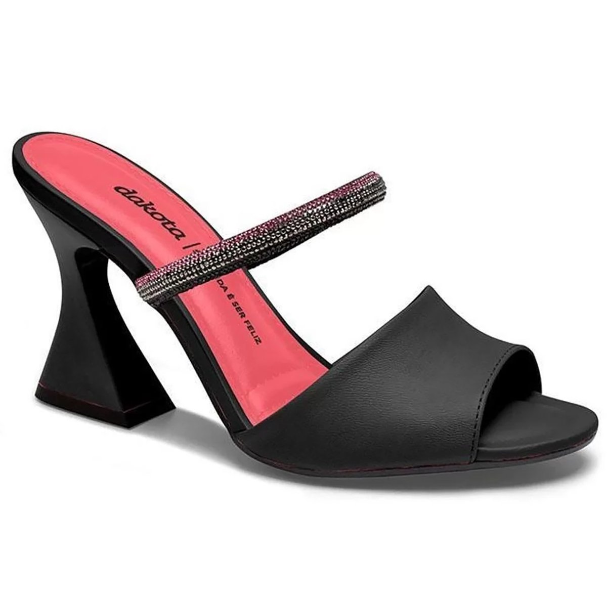 Tamanco Dakota Salto Geométrico Strass Feminina - Preto