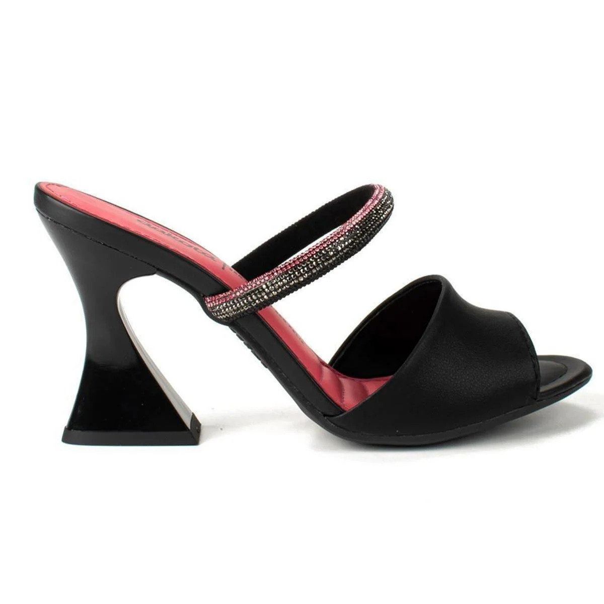 Tamanco Dakota Salto Geométrico Strass Feminina - Preto Preto 2