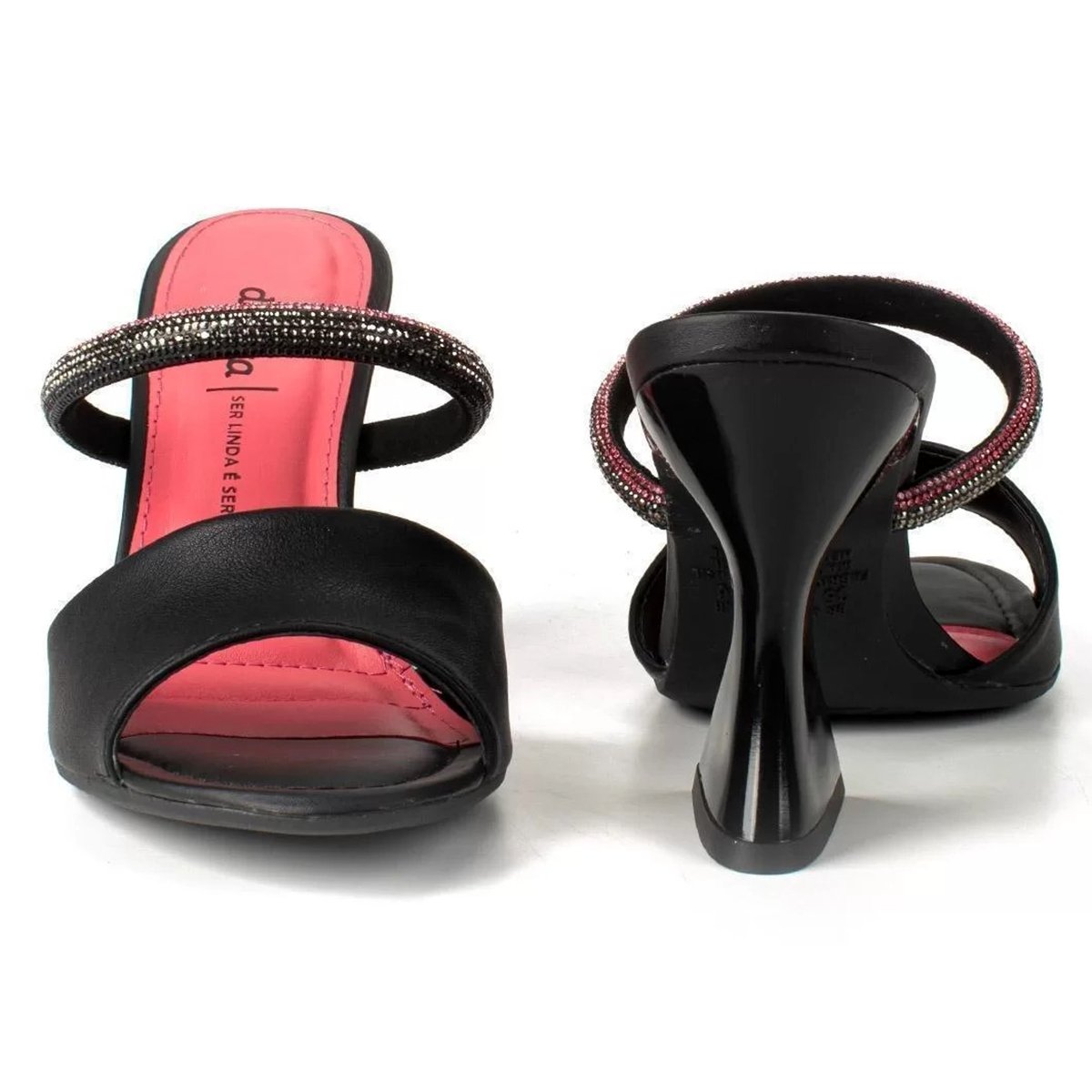 Tamanco Dakota Salto Geométrico Strass Feminina - Preto Preto 3