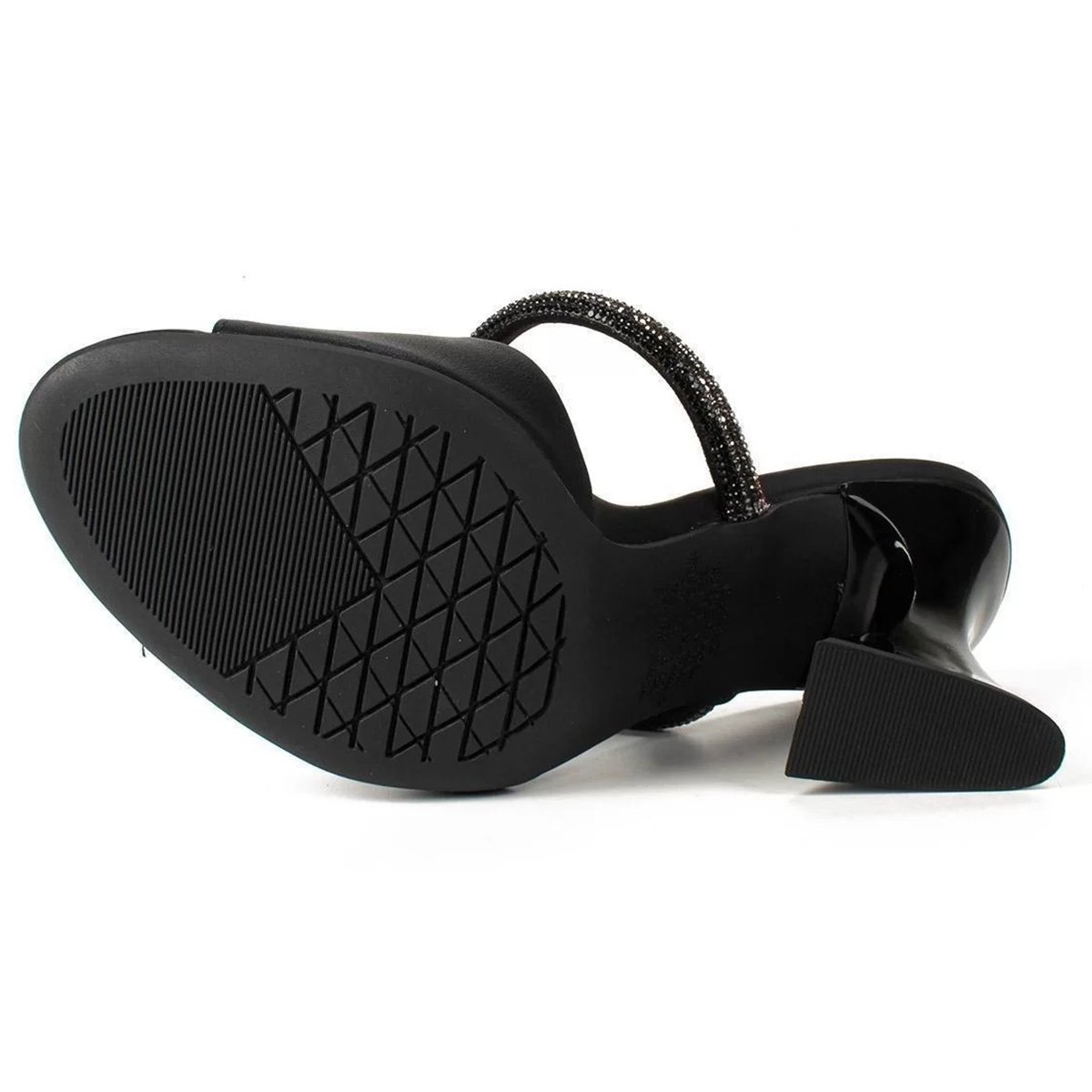 Tamanco Dakota Salto Geométrico Strass Feminina - Preto Preto 4