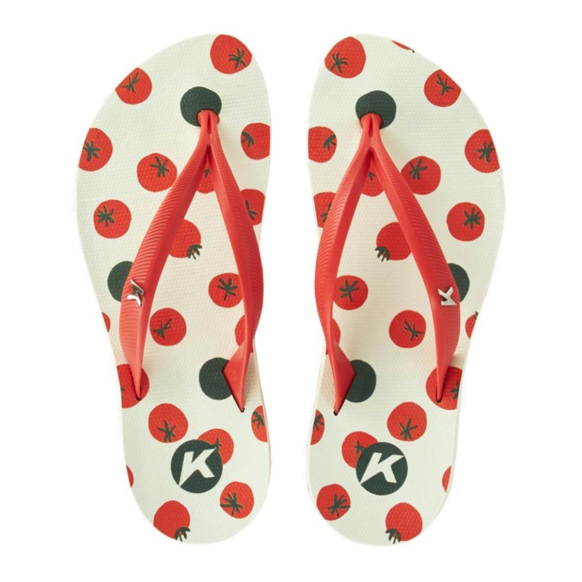 Chinelo Kenner Ibiza Tomates Feminino - Branco e Vermelho Branco/Vermelho 2