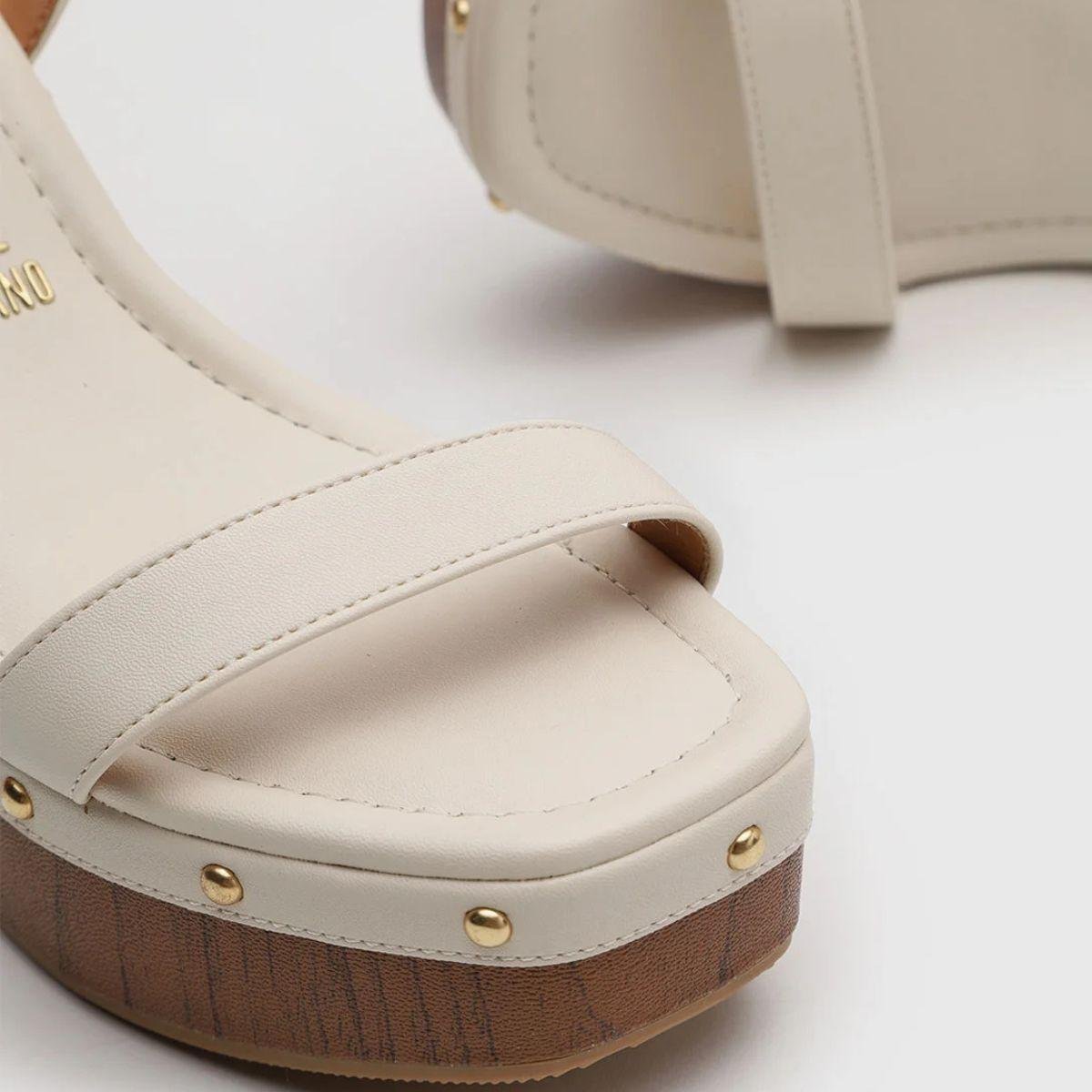 Sandália Plataforma Vizzano Salto Grosso Apliques Feminino - Off White Off White 3