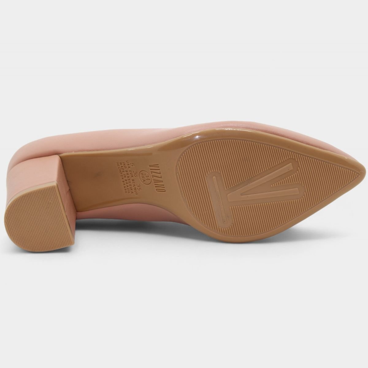 Scarpin Vizzano Salto Alto Grosso Feminina - Nude Nude 5