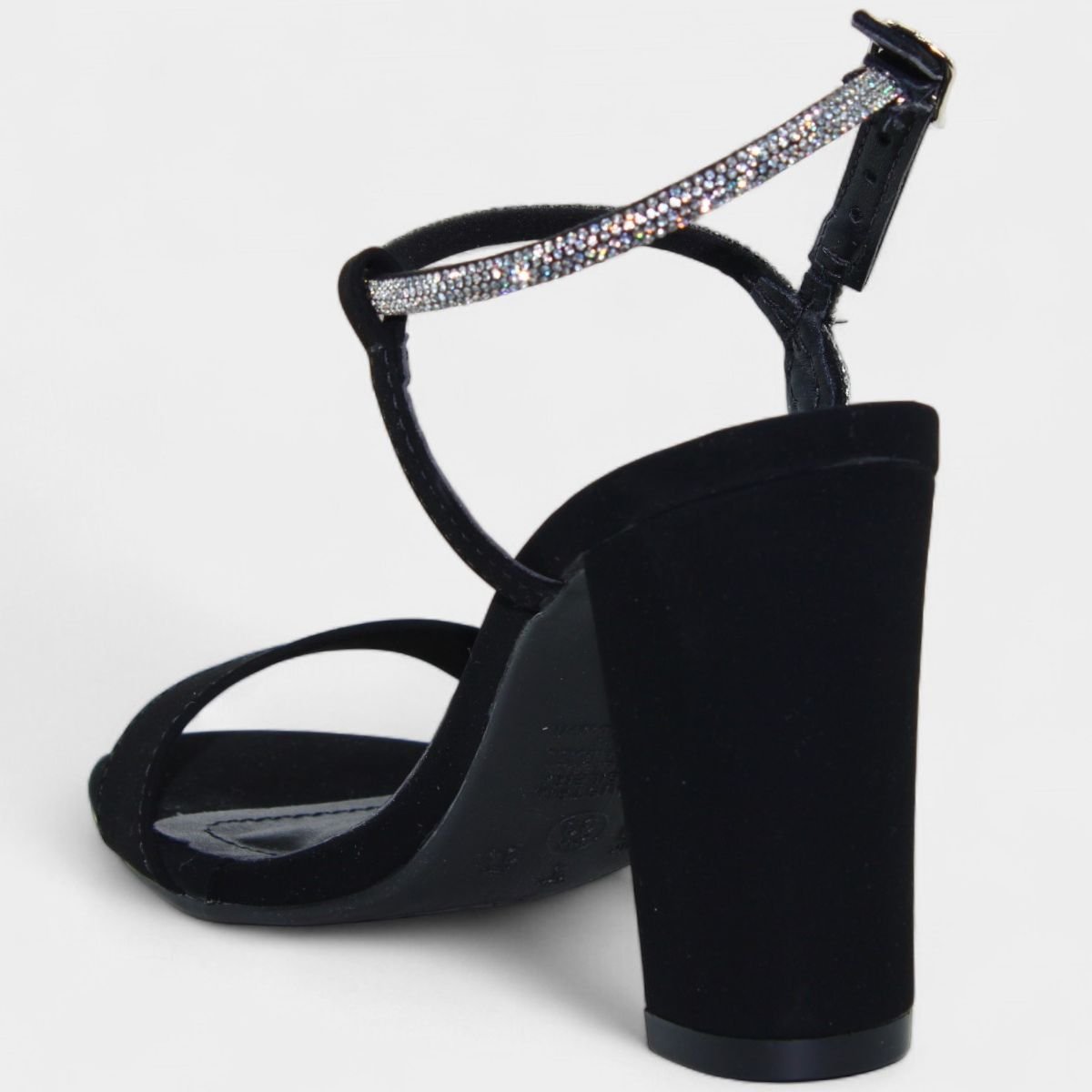 Sandália Via Marte Salto Grosso Strass Nobuck Feminina - Preto Preto 4