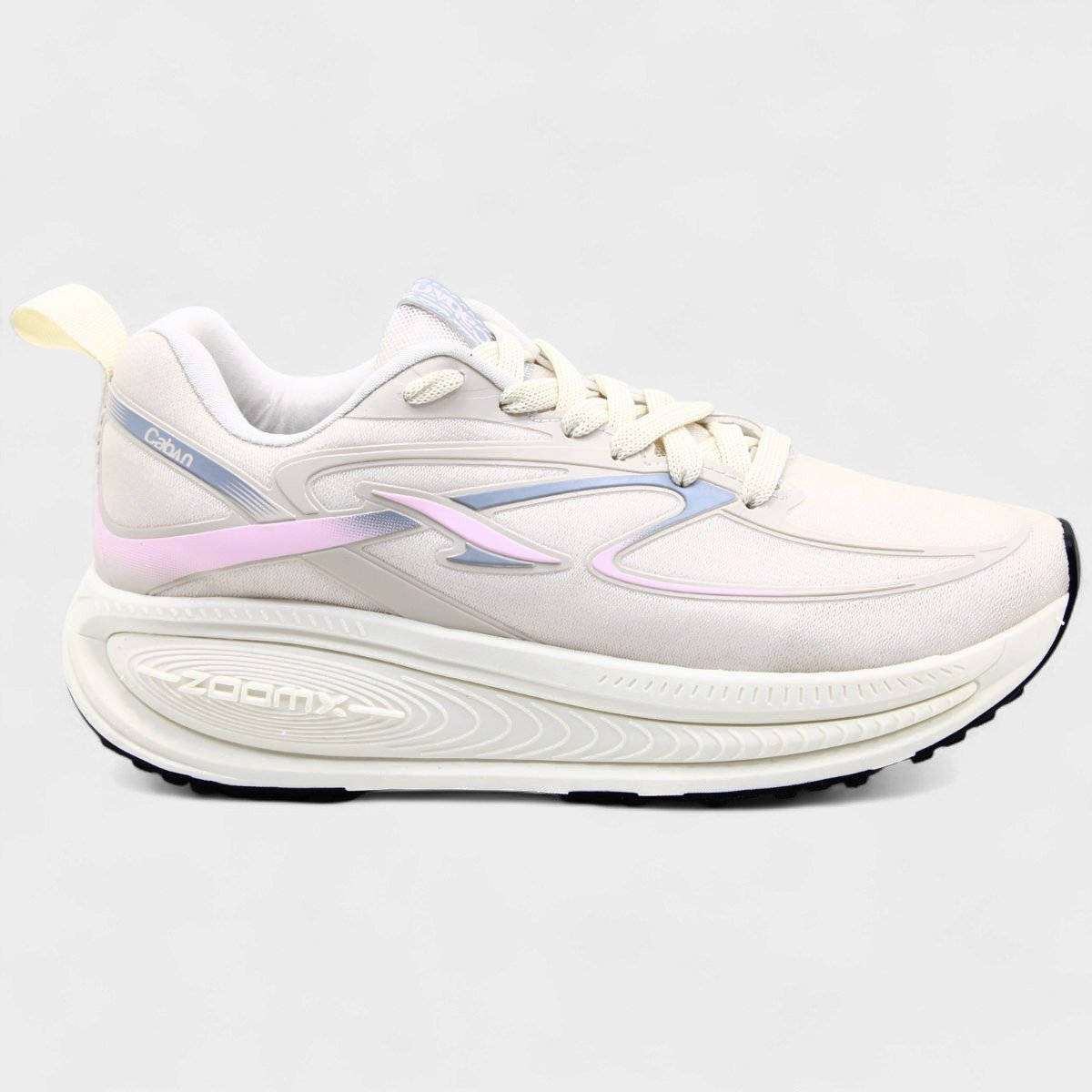 Tênis Caban Max Runner Feminino - Off White e Rosa Branco 2