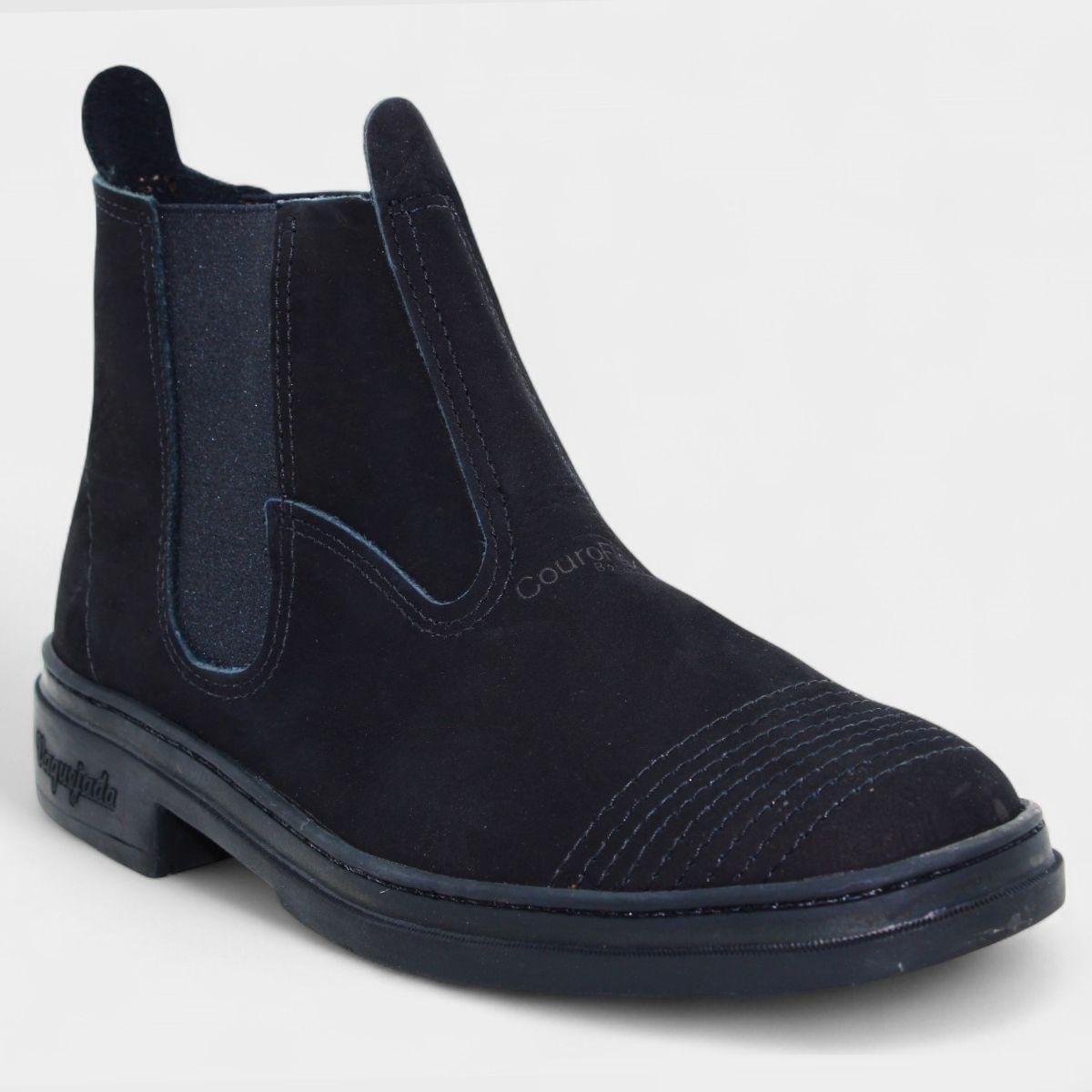Botina Couro Flex Vaquejada 162 Masculina - Preto