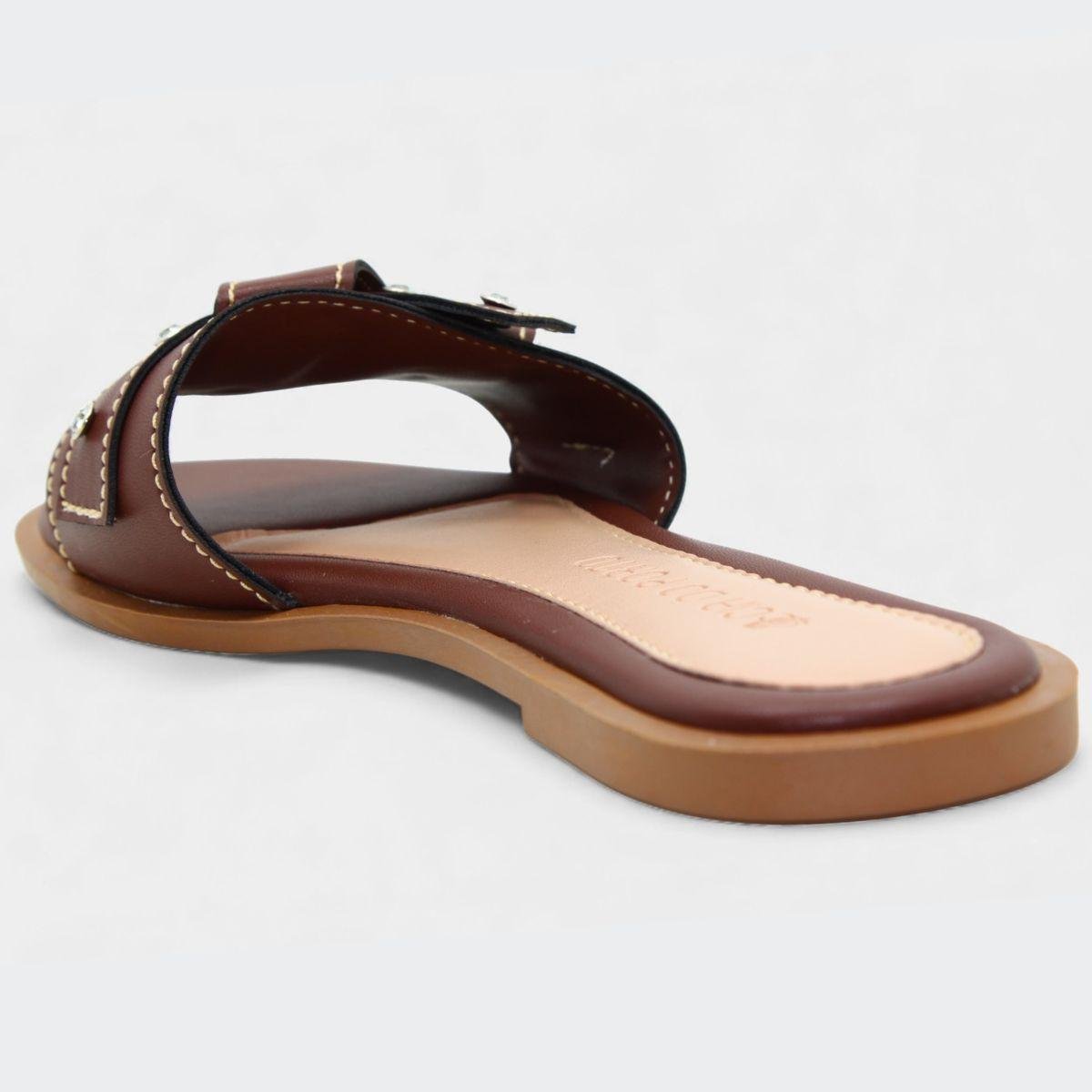 Rasteira Cia do Porto Nó Strass Feminina - Marrom Escuro Marrom Escuro 4