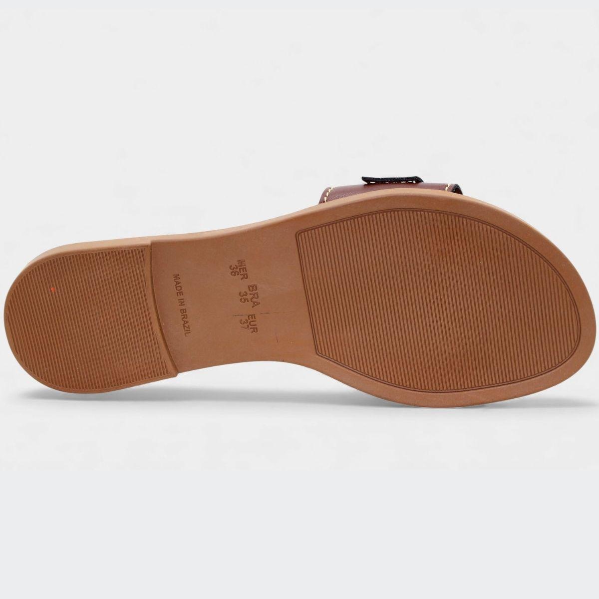 Rasteira Cia do Porto Nó Strass Feminina - Marrom Escuro Marrom Escuro 5