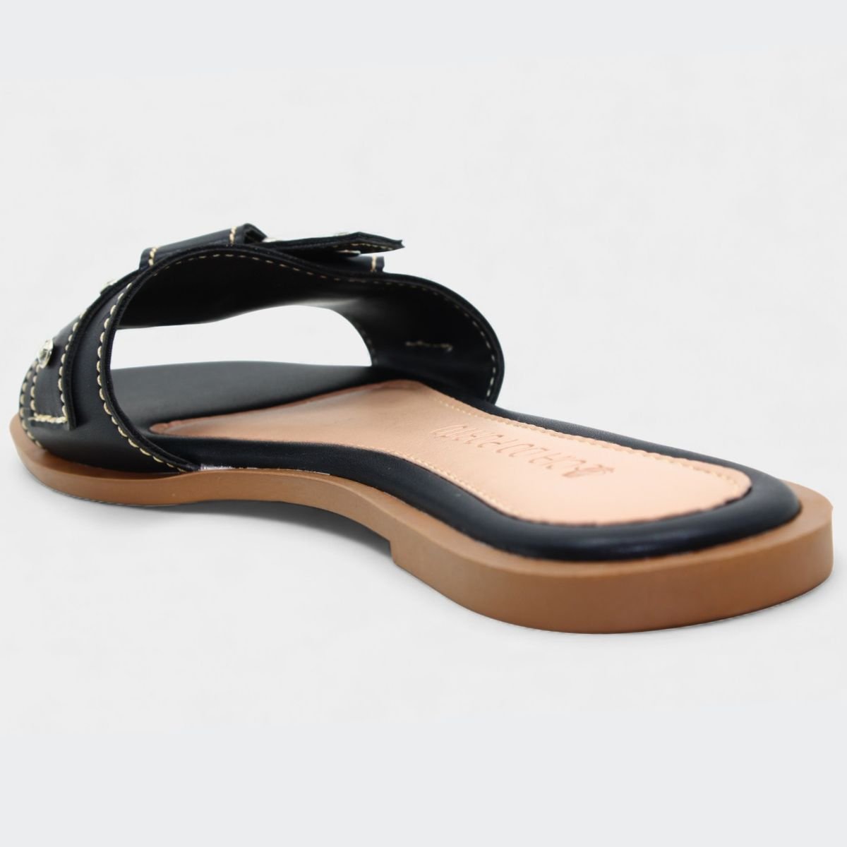 Rasteira Cia do Porto Nó Strass Feminina - Preto Preto 4