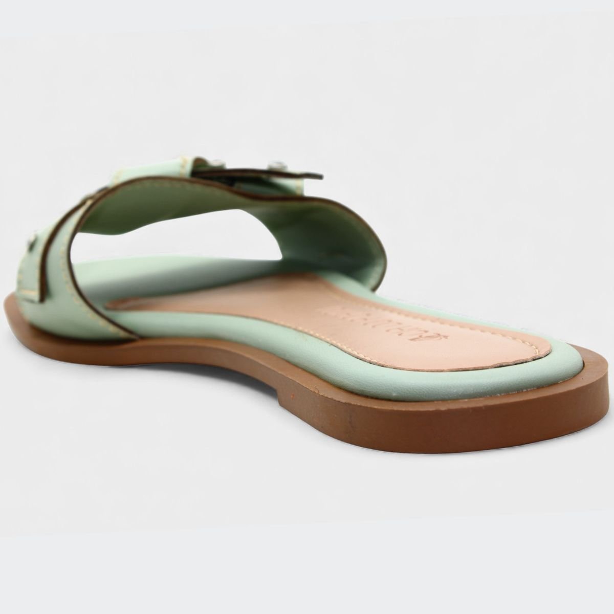 Rasteira Cia do Porto Nó Strass Feminina - Verde Claro Verde Claro 4