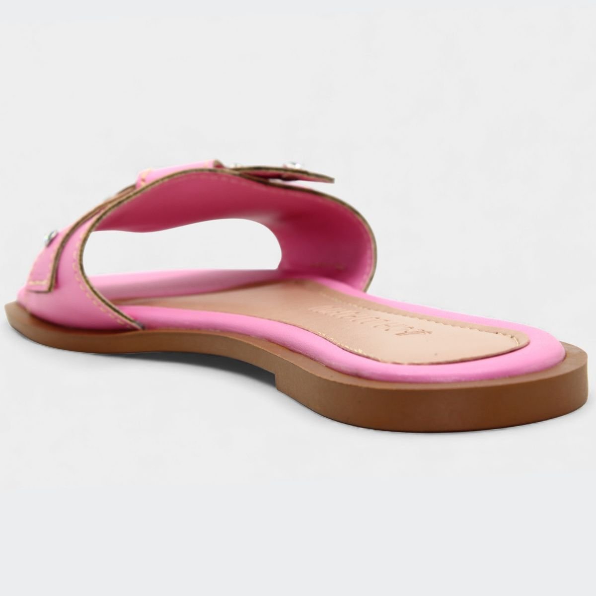 Rasteira Cia do Porto Nó Strass Feminina - Rosa Rosa 4