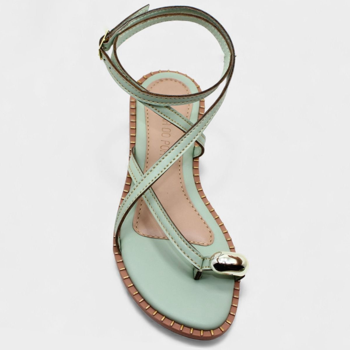 Rasteira Cia do Porto Amarração Detalhes Feminina - Verde Claro Verde Claro 3