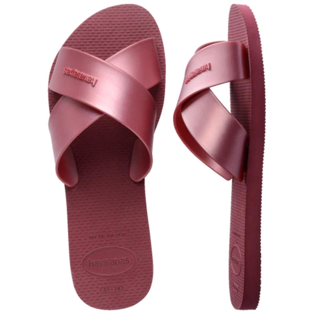 Rasteira Havaianas Aqua Metálica Feminina - Bordô Bordô 4