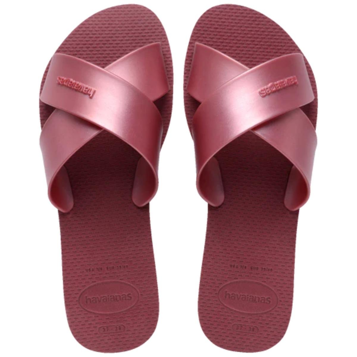 Rasteira Havaianas Aqua Metálica Feminina - Bordô