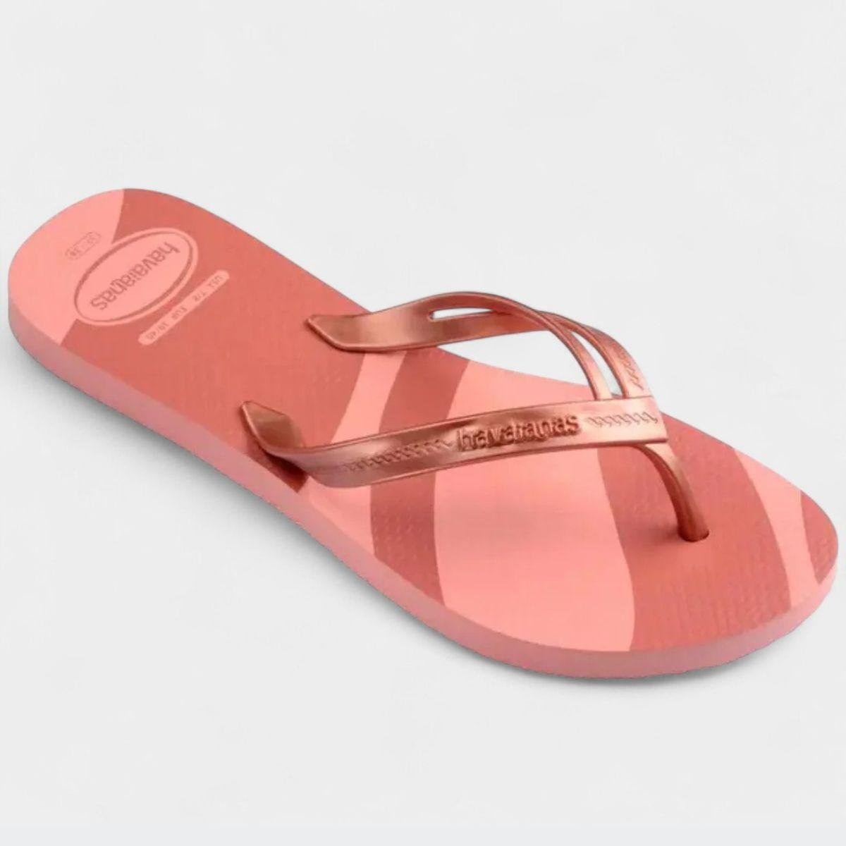 Chinelo Havaianas Elegance Print Feminino - Rosa Rosa 2
