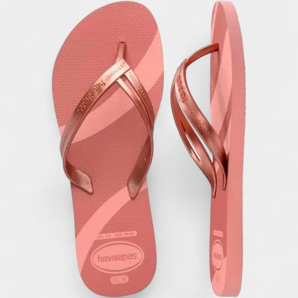 Chinelo Havaianas Elegance Print Feminino - Rosa Rosa 4