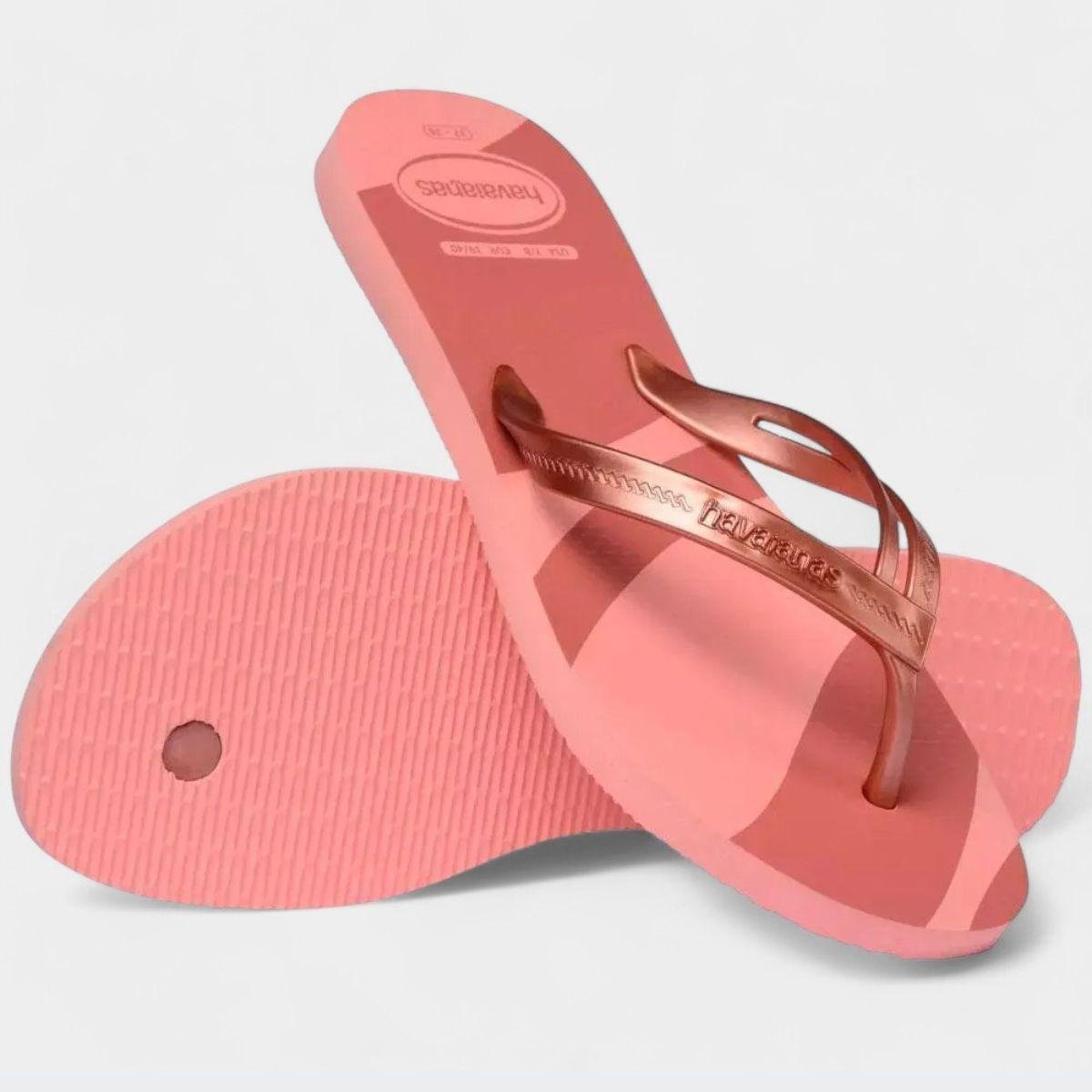 Chinelo Havaianas Elegance Print Feminino - Rosa Rosa 5