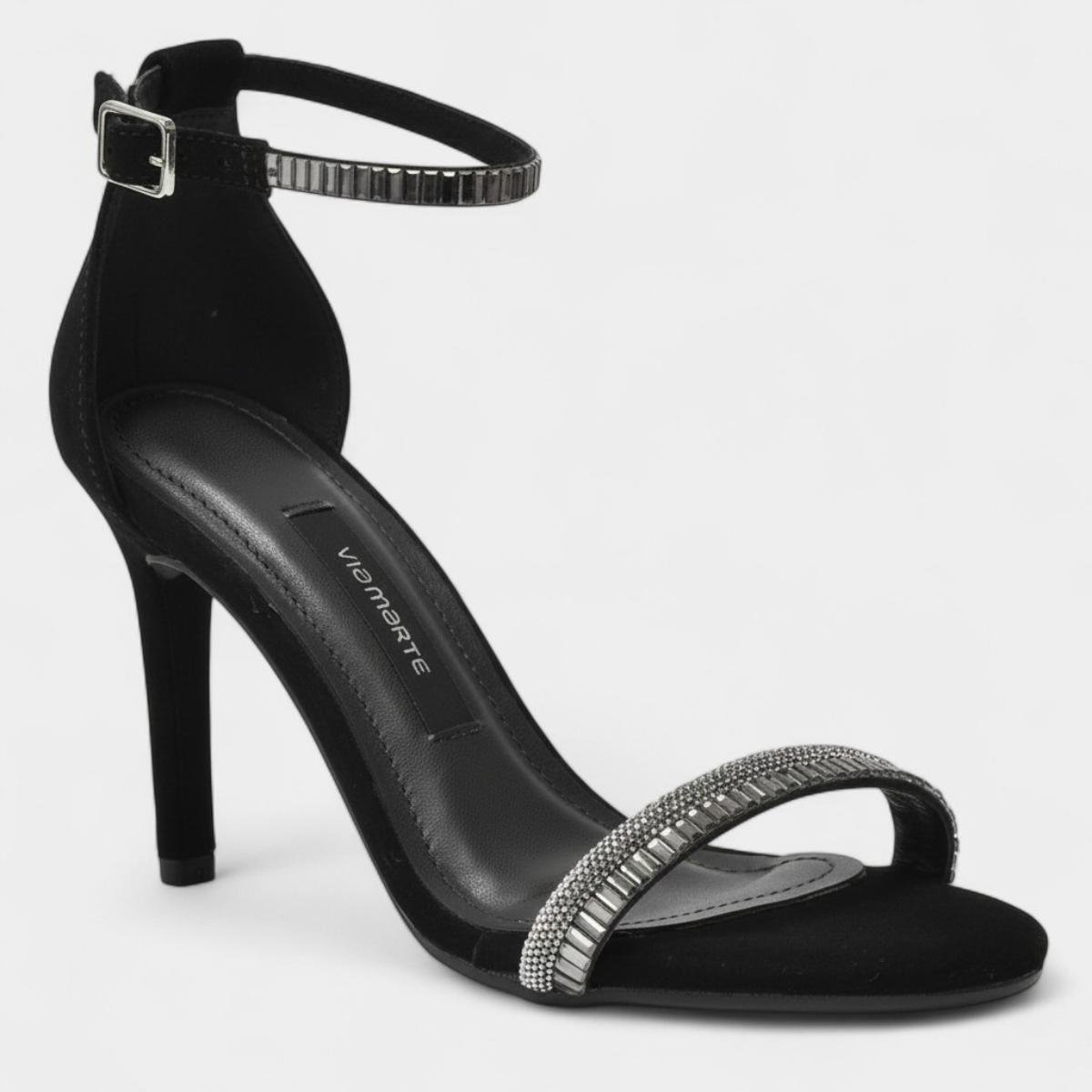Sandália Via Marte Strass Pedraria Feminina - Preto