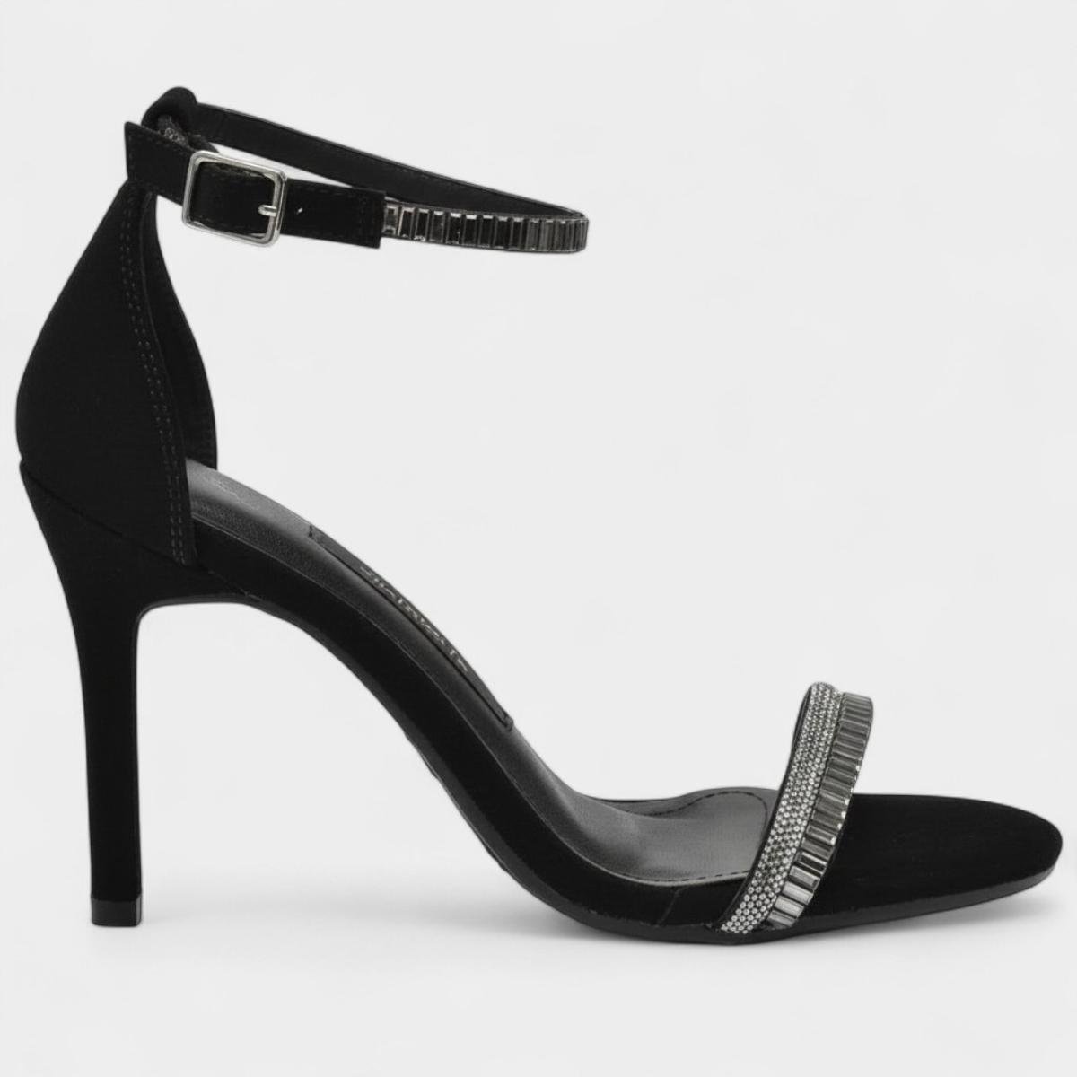 Sandália Via Marte Strass Pedraria Feminina - Preto Preto 2