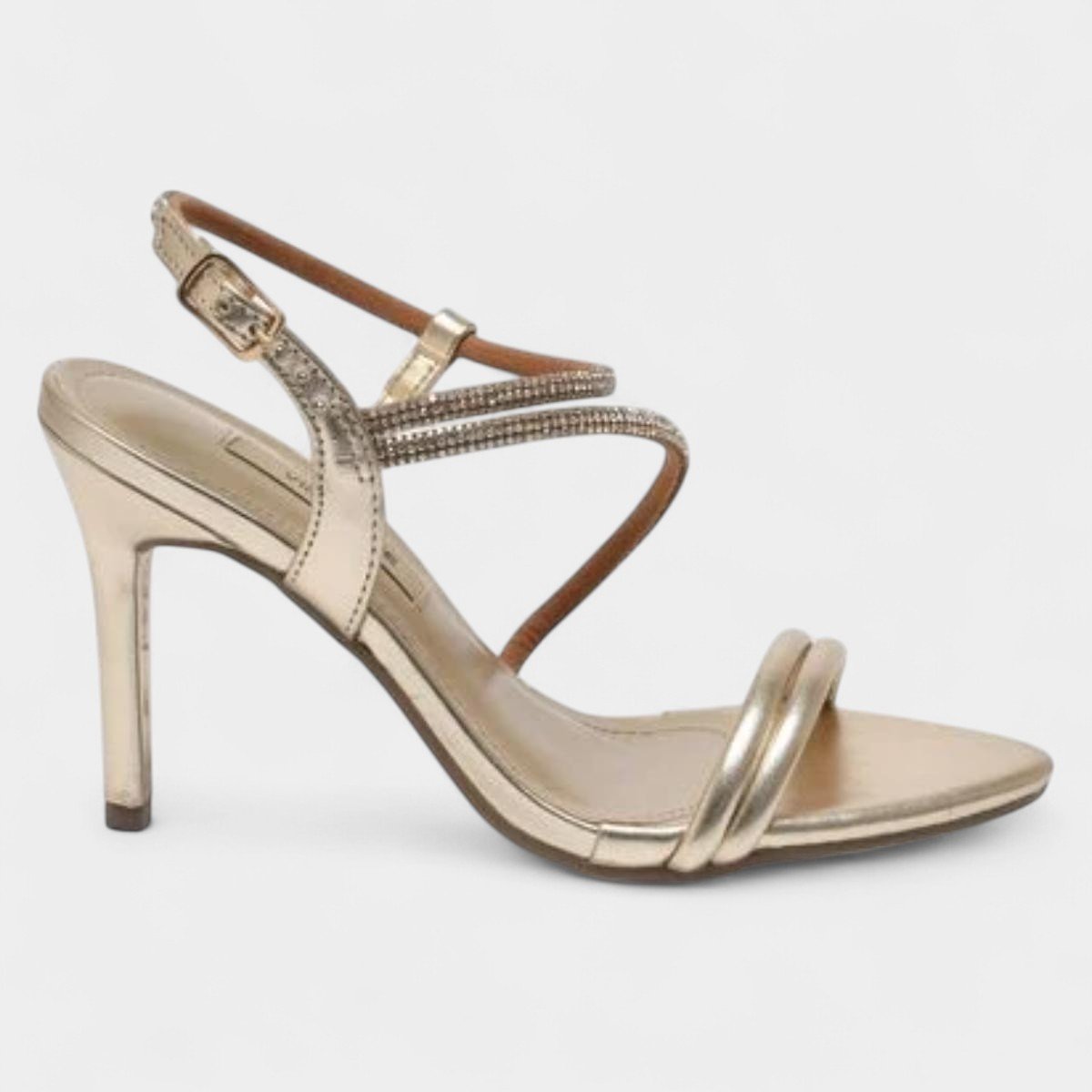 Sandália Via Marte Strass Metalizada Feminina - Dourado Dourado 2