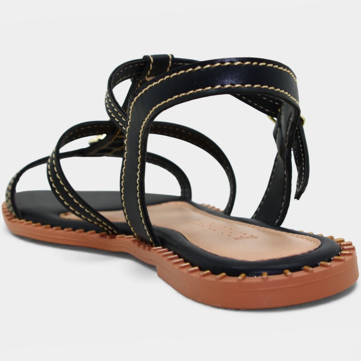 Rasteira Cia do Porto Apliques Feminina - Preto Preto 4