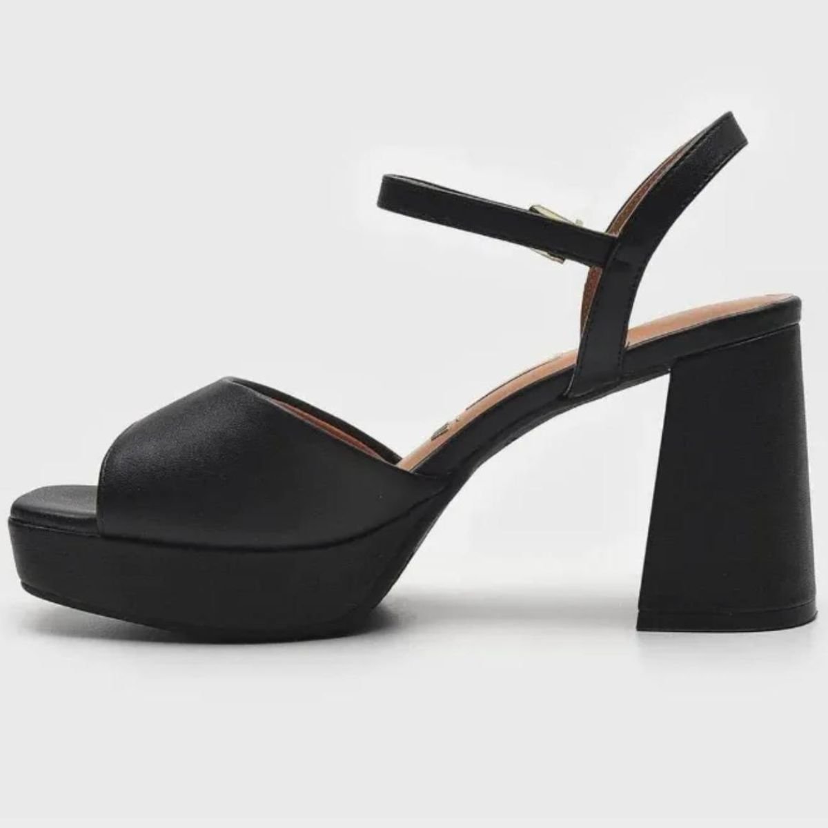 Sandália Plataforma Vizzano Salto Grosso Tira Única Feminino - Preto Preto 2