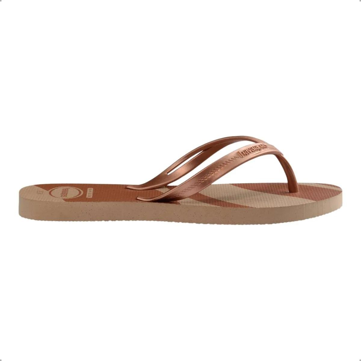Chinelo Havaianas Elegance Print Metalizado Feminino - Marrom Cobre 3